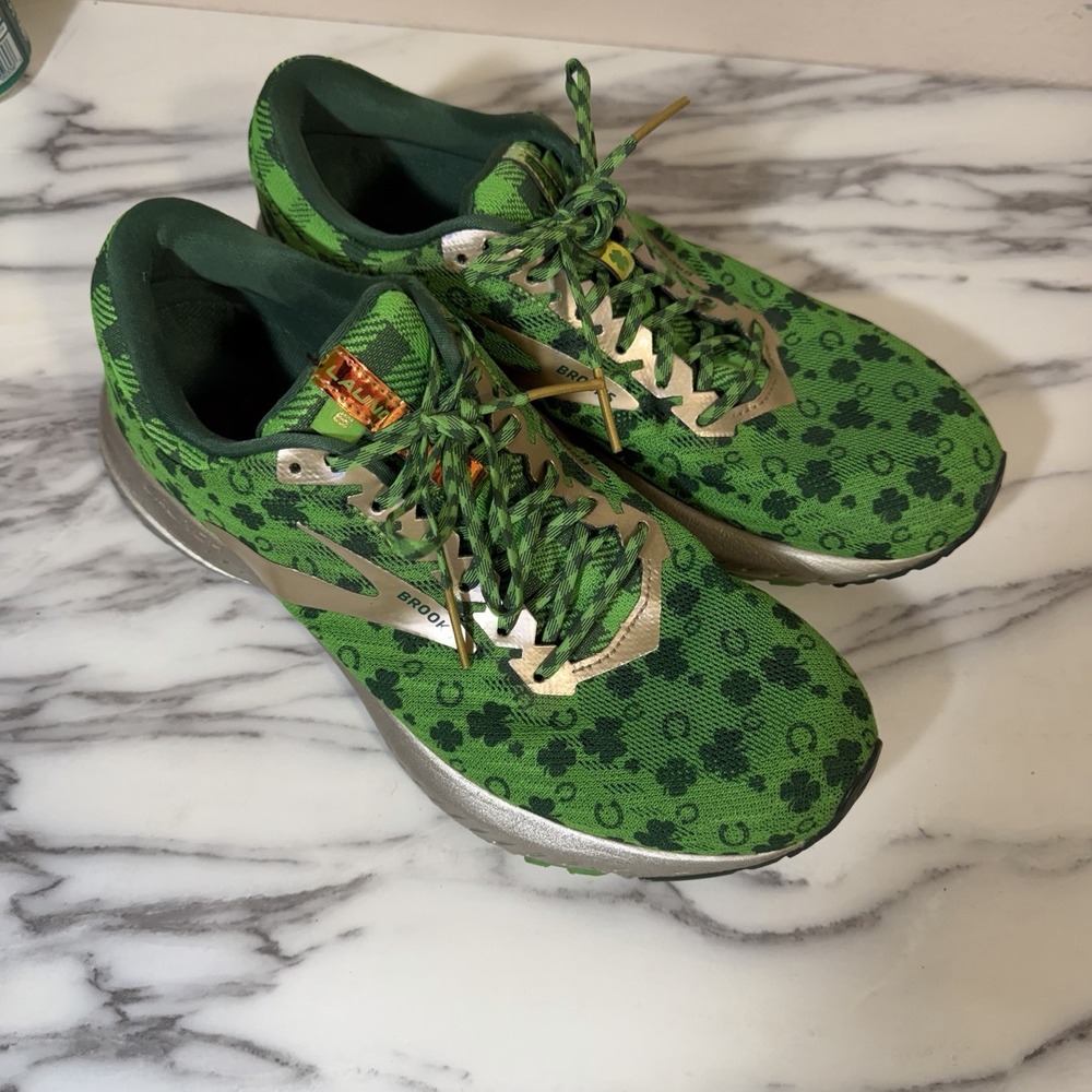 Brooks Launch 6 "Run Lucky" Green / Gold Shamrock Shoes, Women's Size 9 Sneakers - Picture 8 of 14